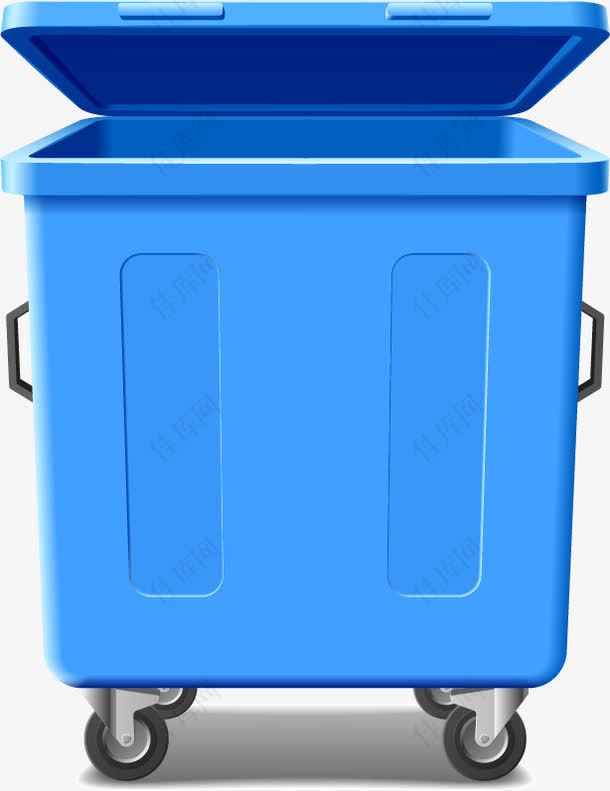 矢量手绘蓝色垃圾桶