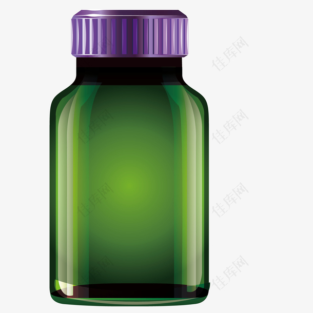 矢量绿色透明瓶子