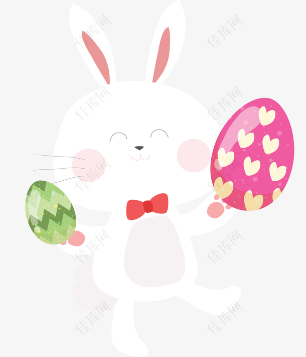 手拿彩蛋复活节兔子