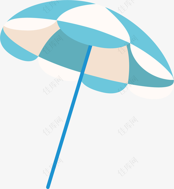 矢量图水彩蓝色太阳伞