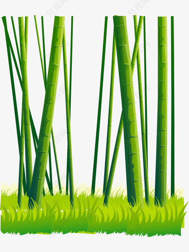卡通手绘翠绿竹子