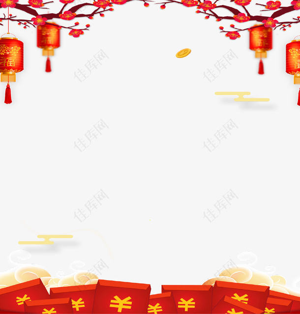 红色中国风新春红包边框