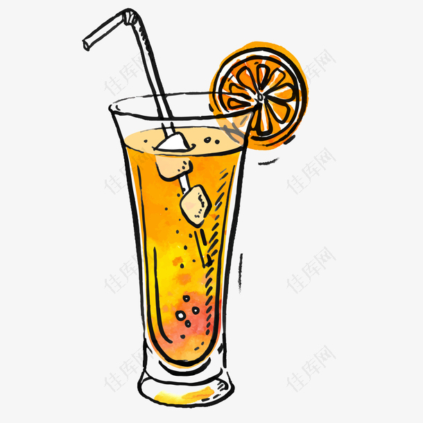 卡通手绘橙色橙汁设计