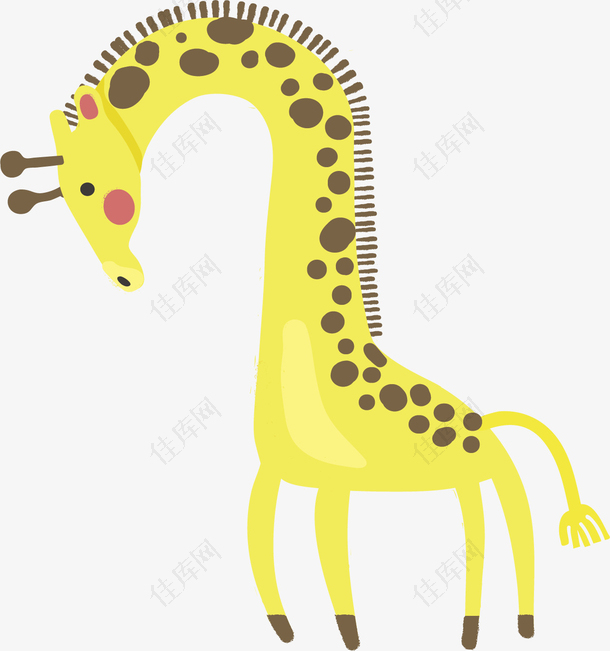 可爱卡通黄色长颈鹿