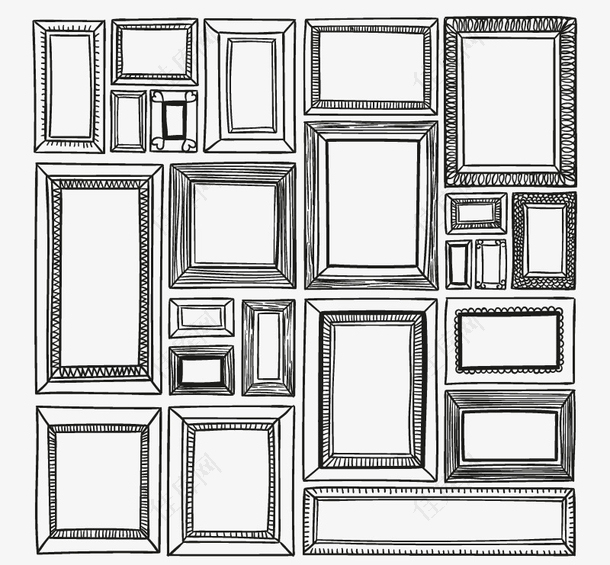 24款手绘镜框设计矢量素材