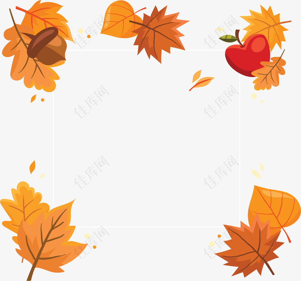 秋季落叶苹果边框