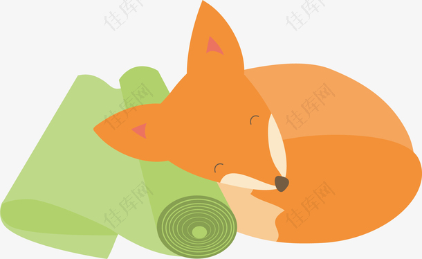 矢量图睡觉的橙色小狐狸