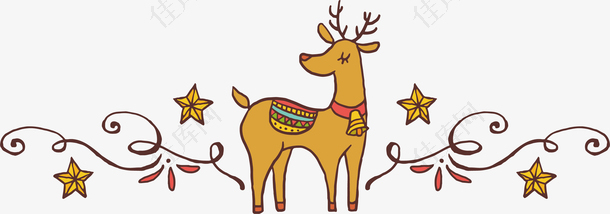 卡通驯鹿圣诞标题框