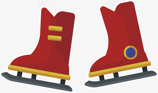 可爱红色冬季滑冰鞋