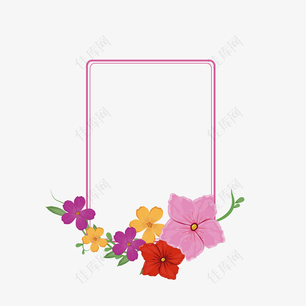 粉色花朵边框纹理PNG
