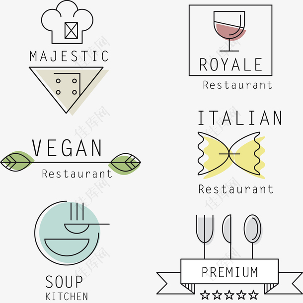 6款创意餐厅标志矢量素材