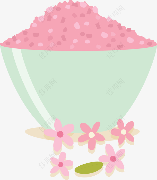 粉红花朵颗粒粉末