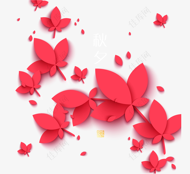 红色立体蝴蝶花瓣
