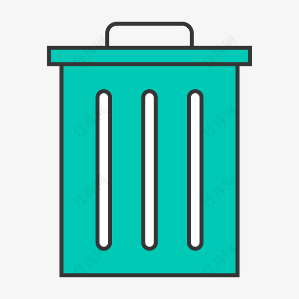 一个扁平化的绿色垃圾桶