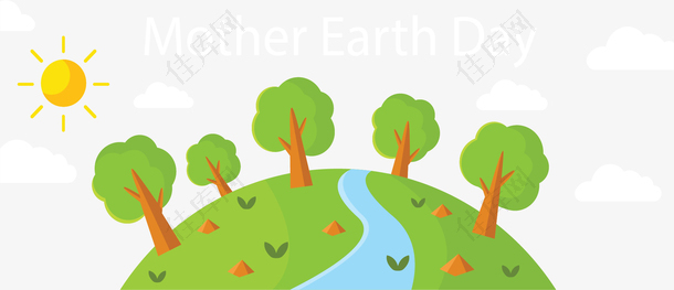 绿树河流地球日横幅