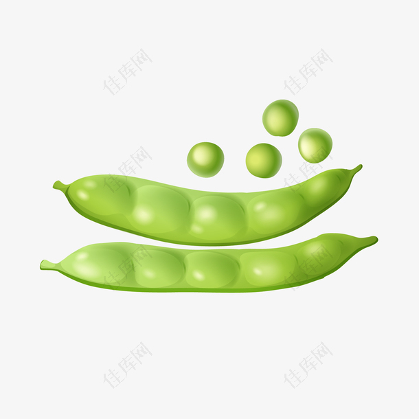 绿色卡通蔬菜豌豆