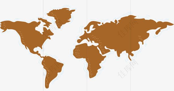 褐色世界旅游地图
