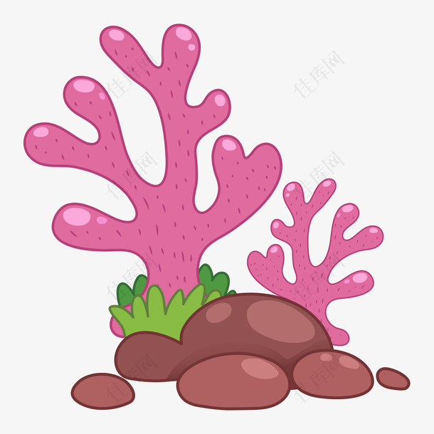 矢量世界海洋日粉色海底植物