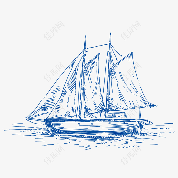 航海捕鱼帆船矢量设计元素