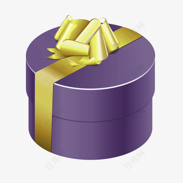 紫色金边圆形礼物盒子