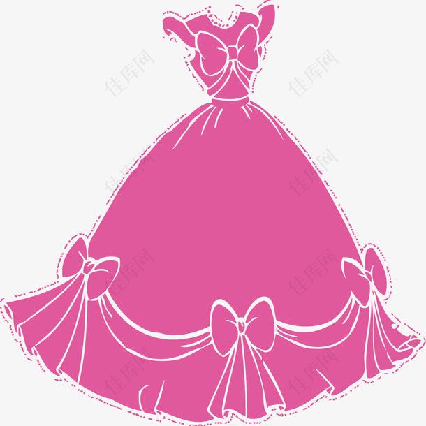 卡通矢量可爱粉色公主裙