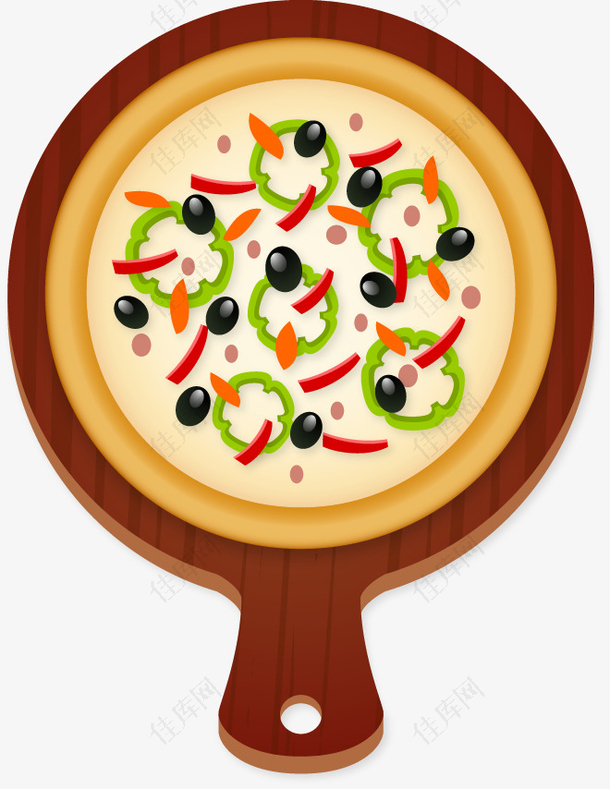 圆盘上的披萨矢量素材