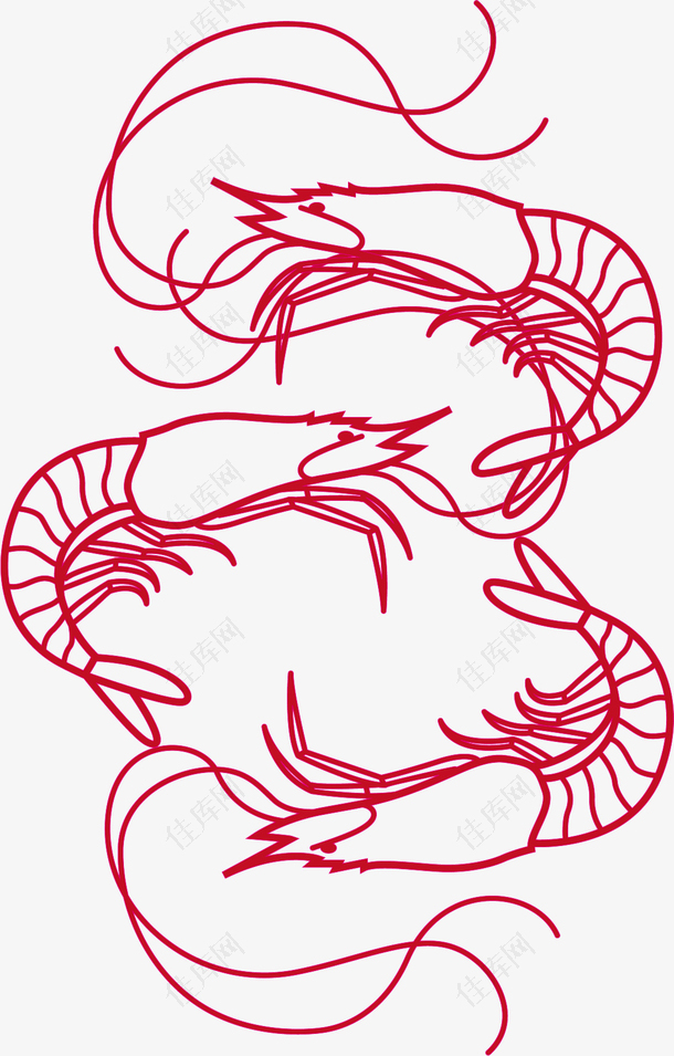 红色卡通虾图标设计