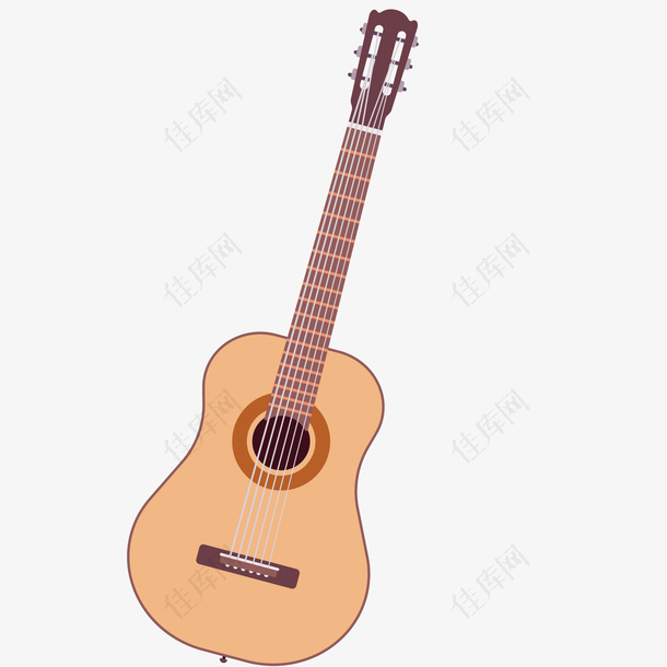 扁平化的吉他设计矢量图
