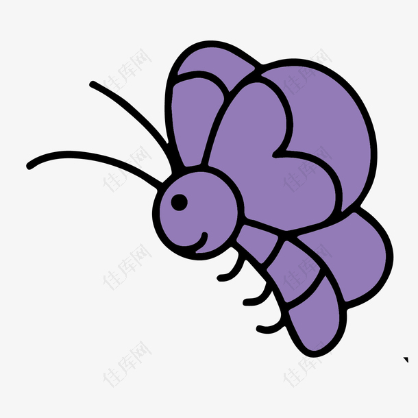 手绘紫色的小蜜蜂设计