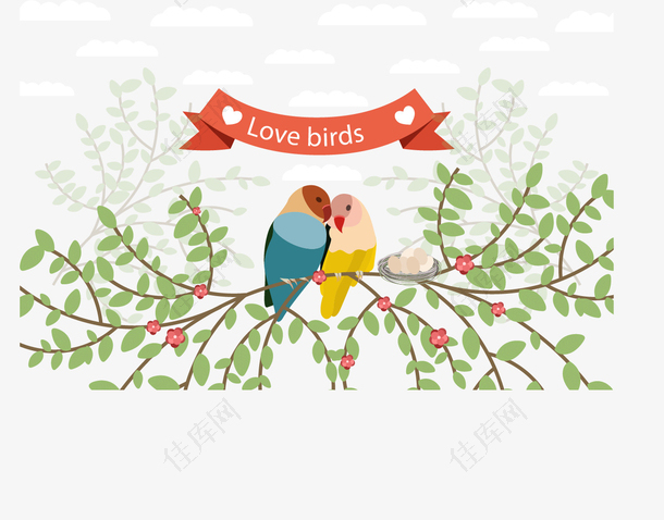 树枝上的爱情鸟
