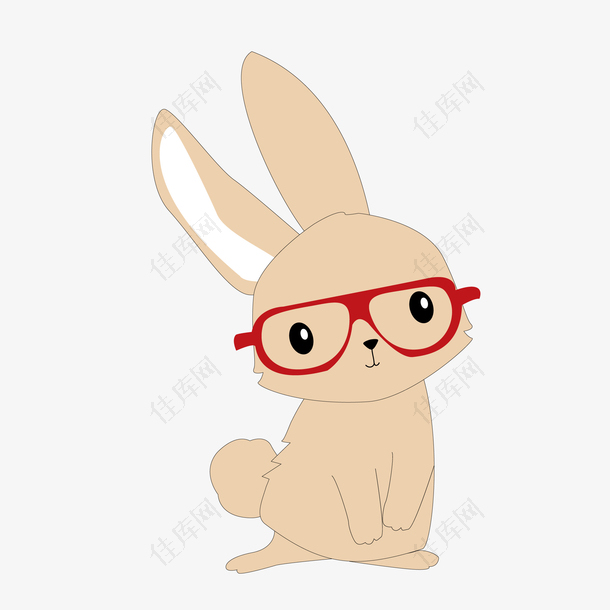 卡通可爱的眼镜兔子