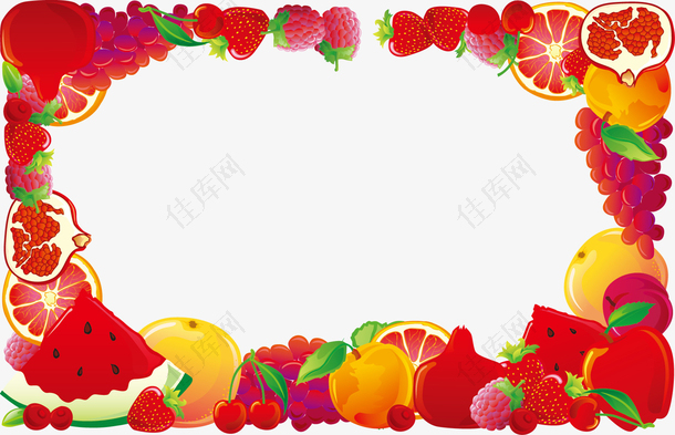 矢量红色水果边框