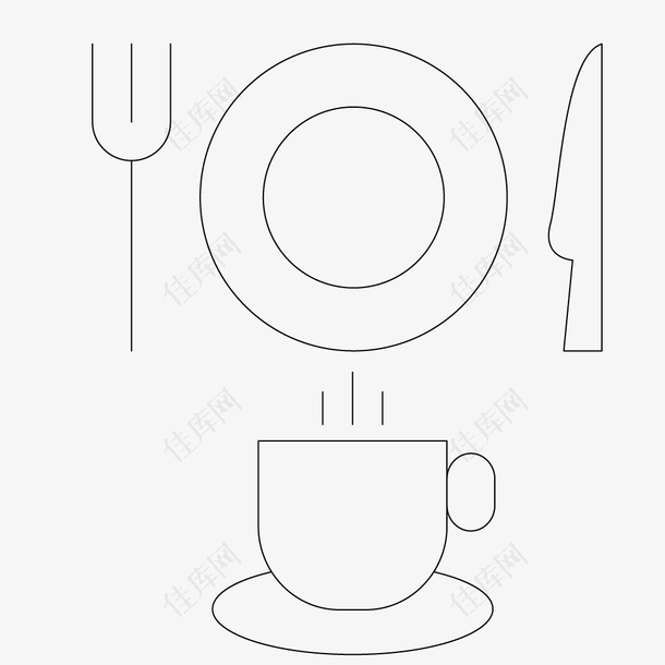 西餐甜点美食餐具咖啡图标素材