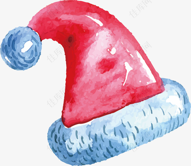 水彩手绘红色圣诞帽