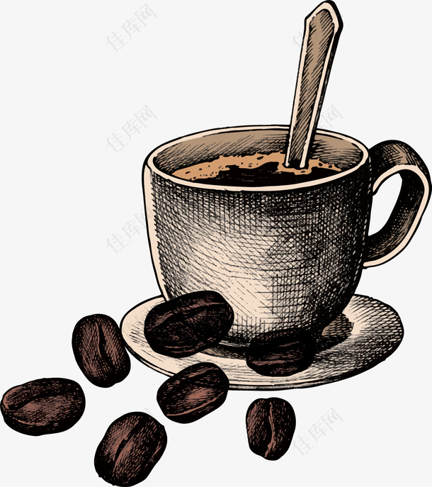 手绘风咖啡豆咖啡