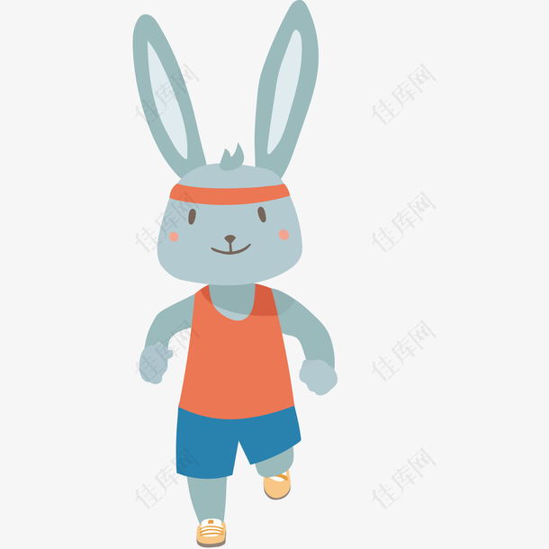 卡通跑步的小兔子动物设计