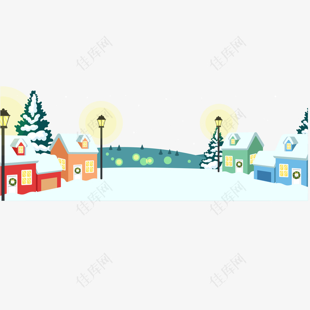 矢量乡村圣诞节雪景
