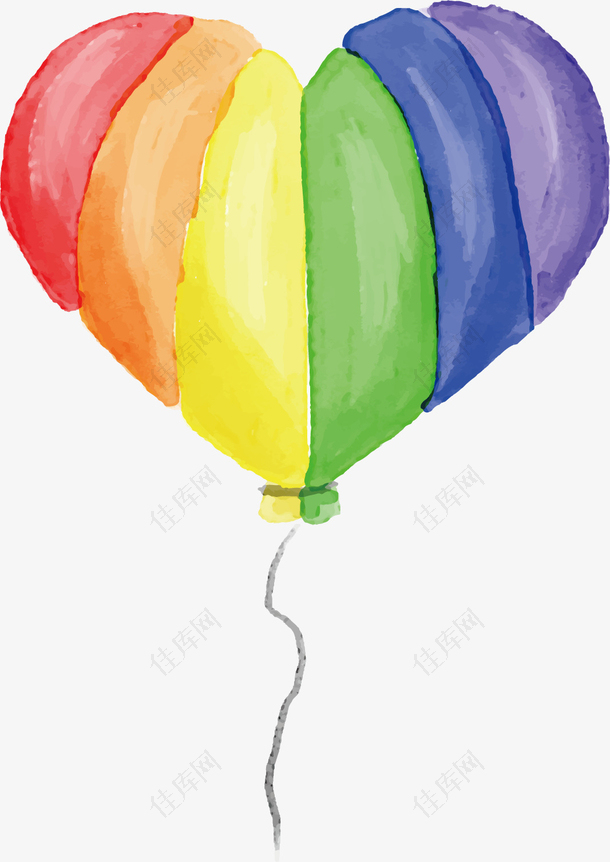 矢量图手绘爱心气球