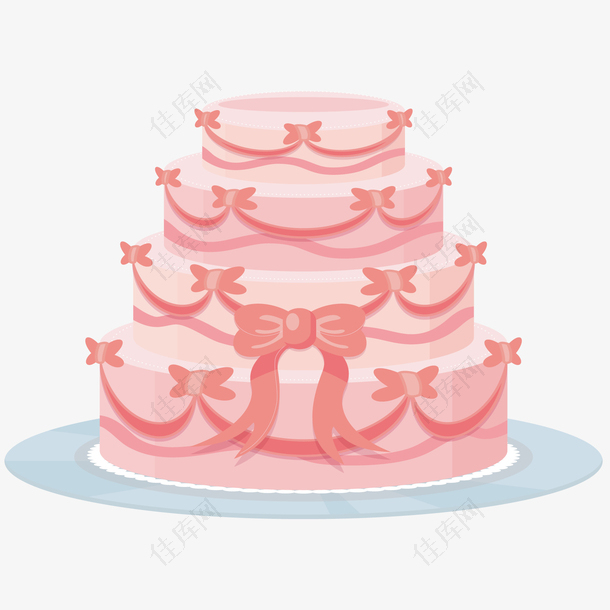 卡通粉红色的婚礼蛋糕设计