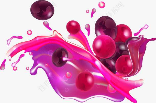 葡萄果汁飞溅装饰图案