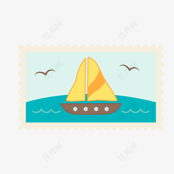 适量手绘帆船集邮邮票