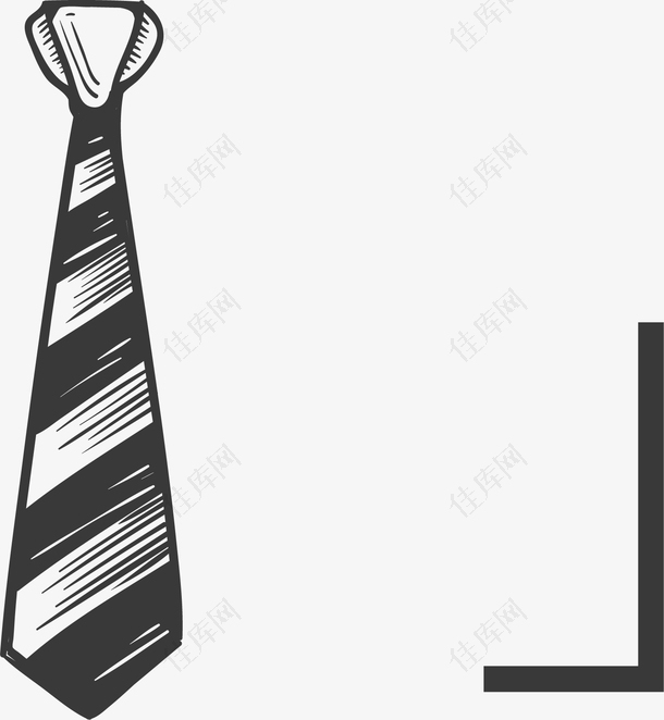 手绘条纹领带边框
