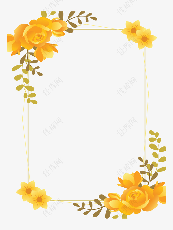 黄色玫瑰婚礼边框