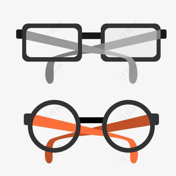 方形圆形两款眼镜矢量素材