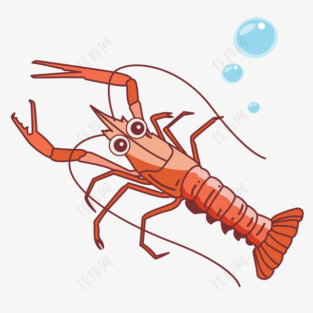 龙虾吐泡泡卡通图