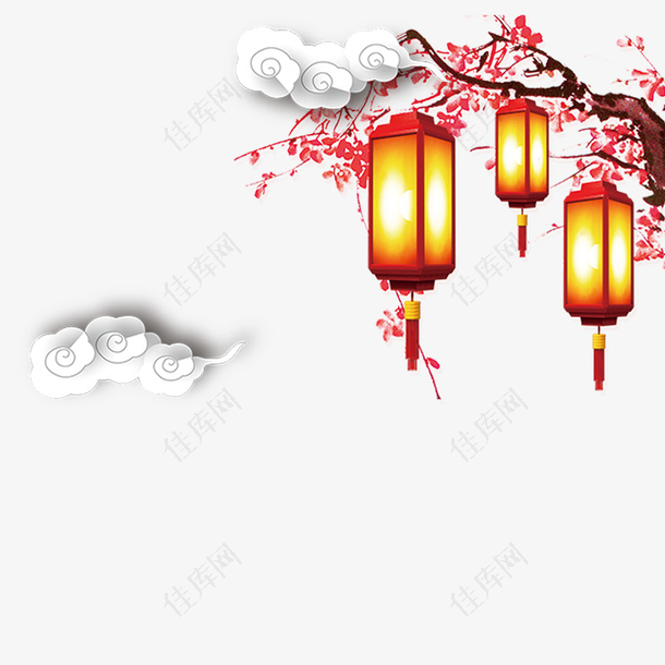 红色春节灯笼悬挂装饰