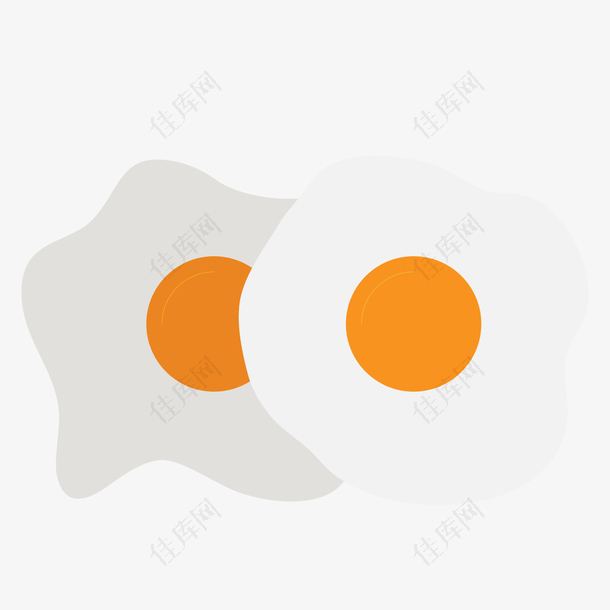 白色圆弧煎蛋食物元素