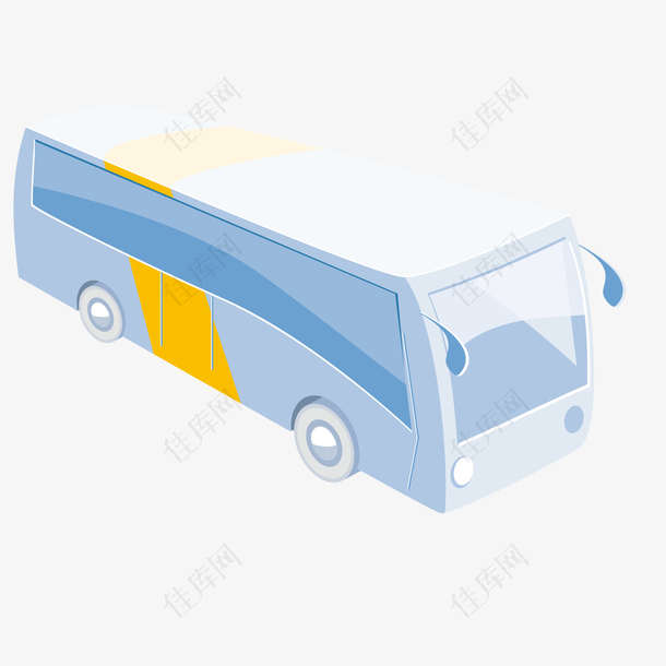 创意蓝色的大巴车设计矢量图