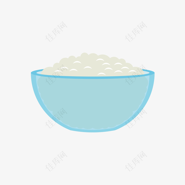 蓝色碗和米饭