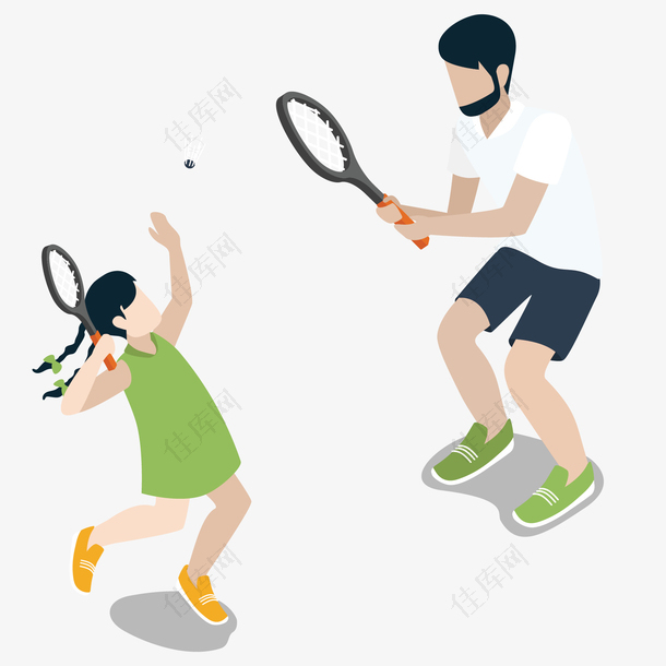 打网球的父女矢量